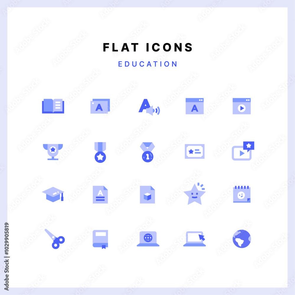 Blue flat icon set Blue flat icon set