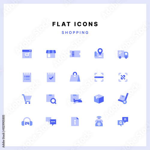 Blue flat icon set
