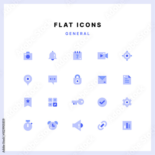 Blue flat icon set