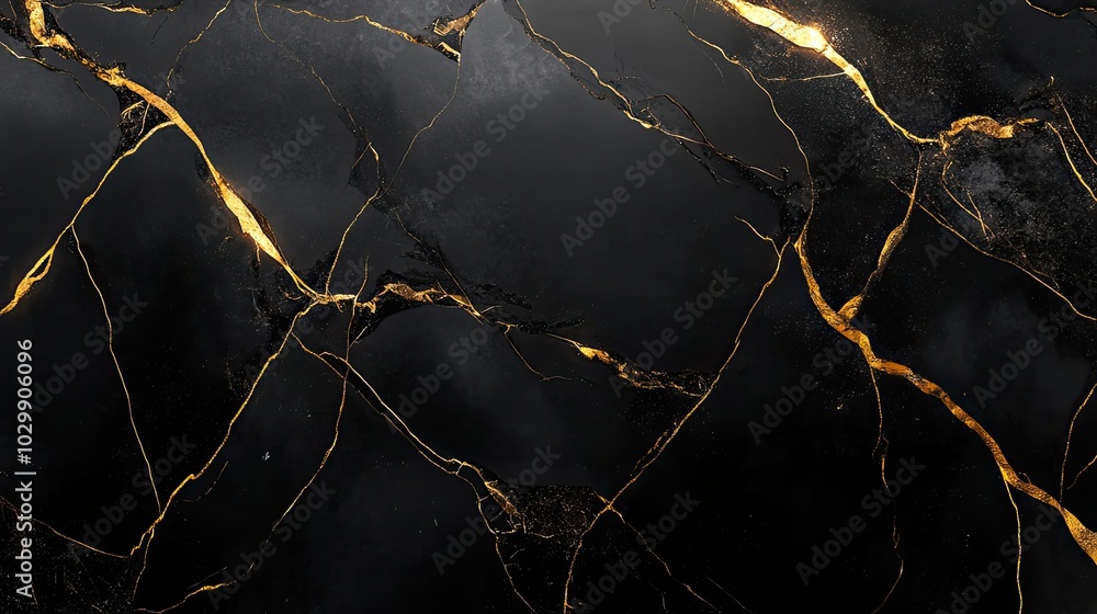 Black Marble Surface with Golden Veins and Glittering Texture Black Marble Surface with Golden Veins and Glittering Texture