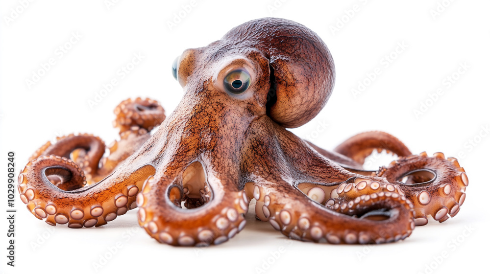 Octopus displaying vibrant colors and textures in a studio setting against a clean background Octopus displaying vibrant colors and textures in a studio setting against a clean background