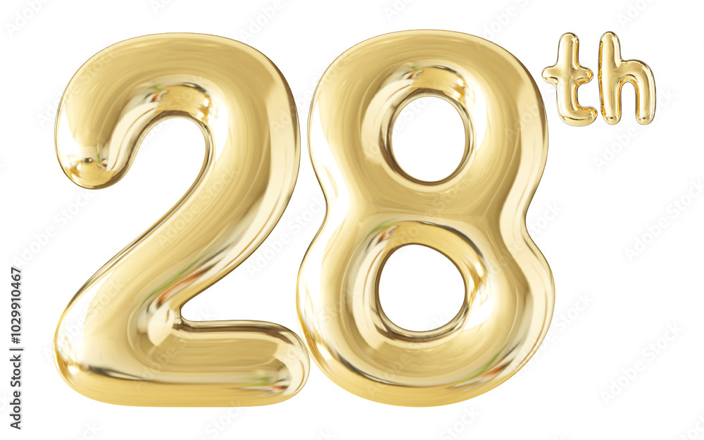 28th Year Anniversary Gold Number 3D 28th Year Anniversary Gold Number 3D