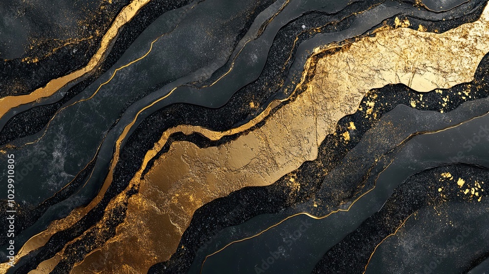 Abstract Black and Gold Swirls with Glittering Texture Abstract Black and Gold Swirls with Glittering Texture