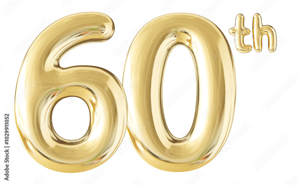 60th Year Anniversary Gold Number 3D 60th Year Anniversary Gold Number 3D