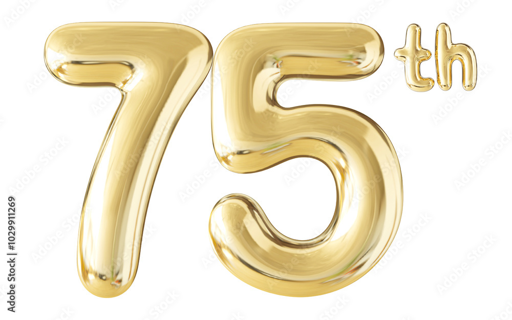 75th Year Anniversary Gold Number 3D 75th Year Anniversary Gold Number 3D