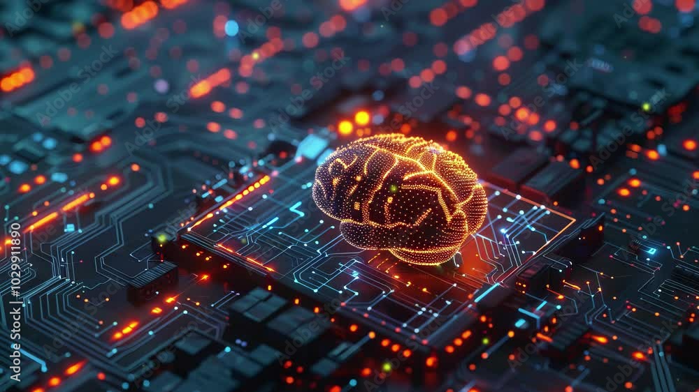 Human brain showing Intelligent thinking processing through the concept of a neural network printed circuit of big data and artificial intelligence, computer Human brain showing Intelligent thinking processing through the concept of a neural network printed circuit of big data and artificial intelligence, computer