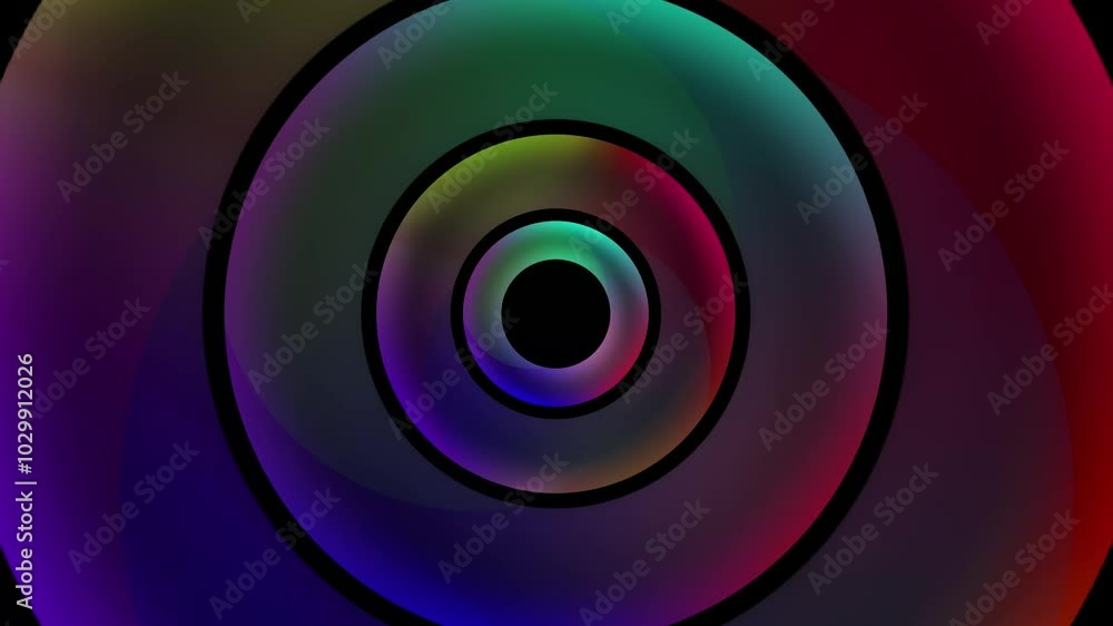 Abstract colorful 3d wheel animation background, Circles rotating looping backdrop