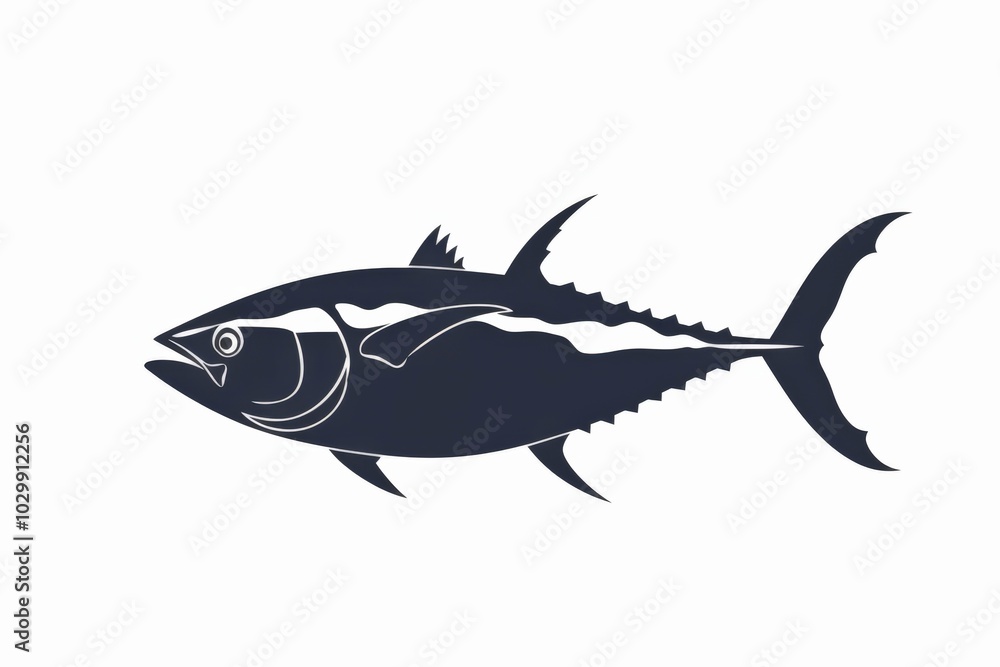 Fototapeta premium Serene silhouette of a tuna swimming gracefully in peaceful waters