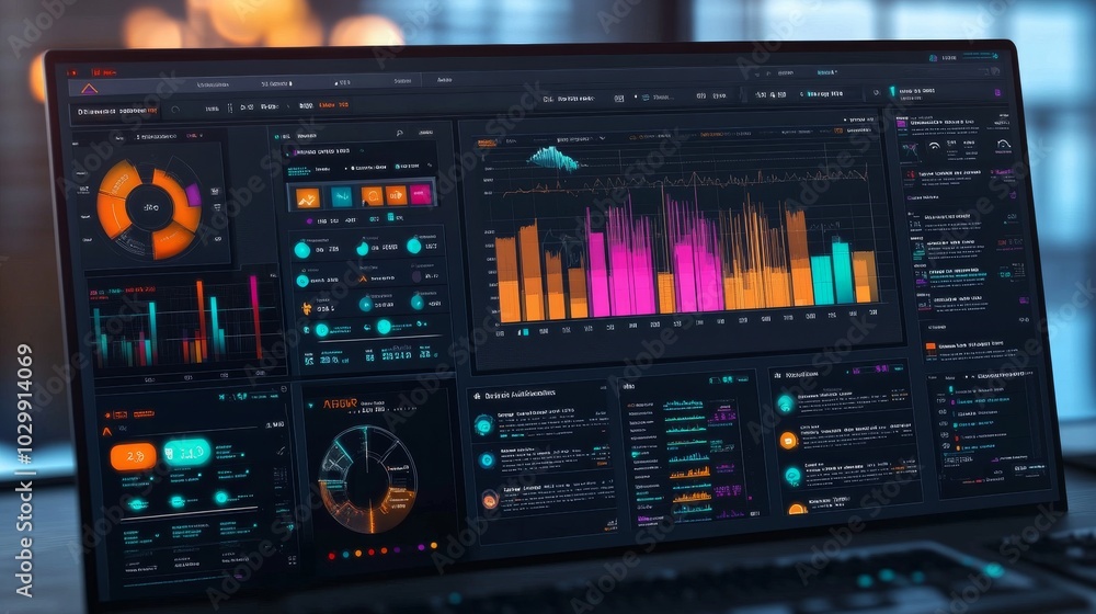 A digital marketing dashboard filled with trendy marketing analytics and campaign results A digital marketing dashboard filled with trendy marketing analytics and campaign results