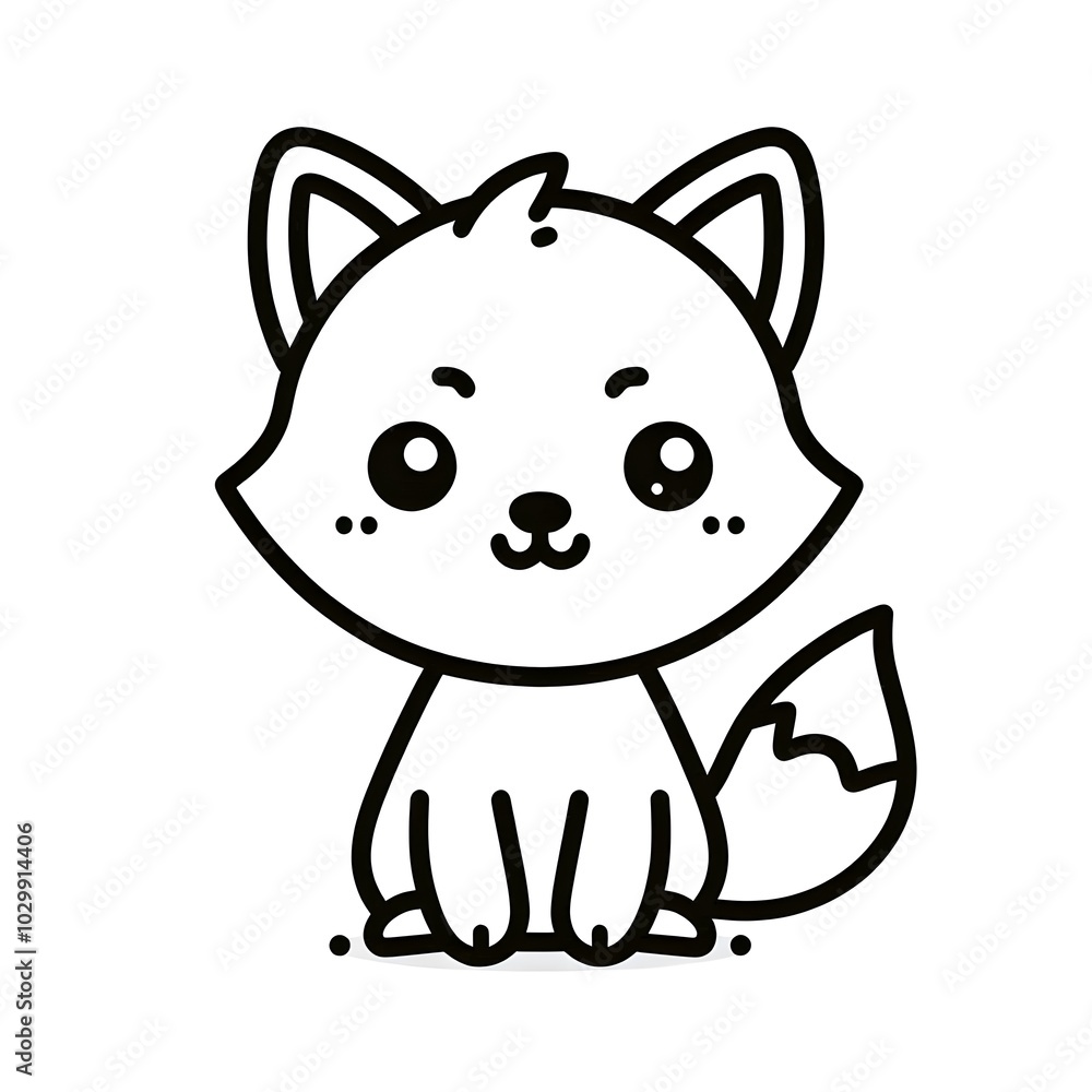 cute fox simple cartoon illustration, white background cute fox simple cartoon illustration, white background