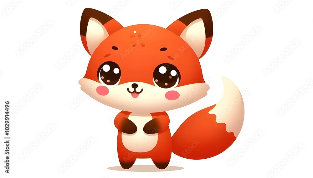 cute fox simple cartoon illustration, white background cute fox simple cartoon illustration, white background