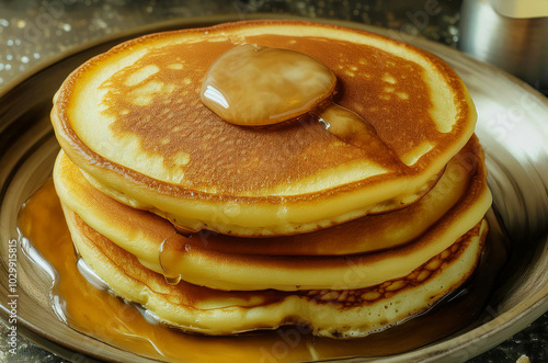 stack of pancakes with syrup