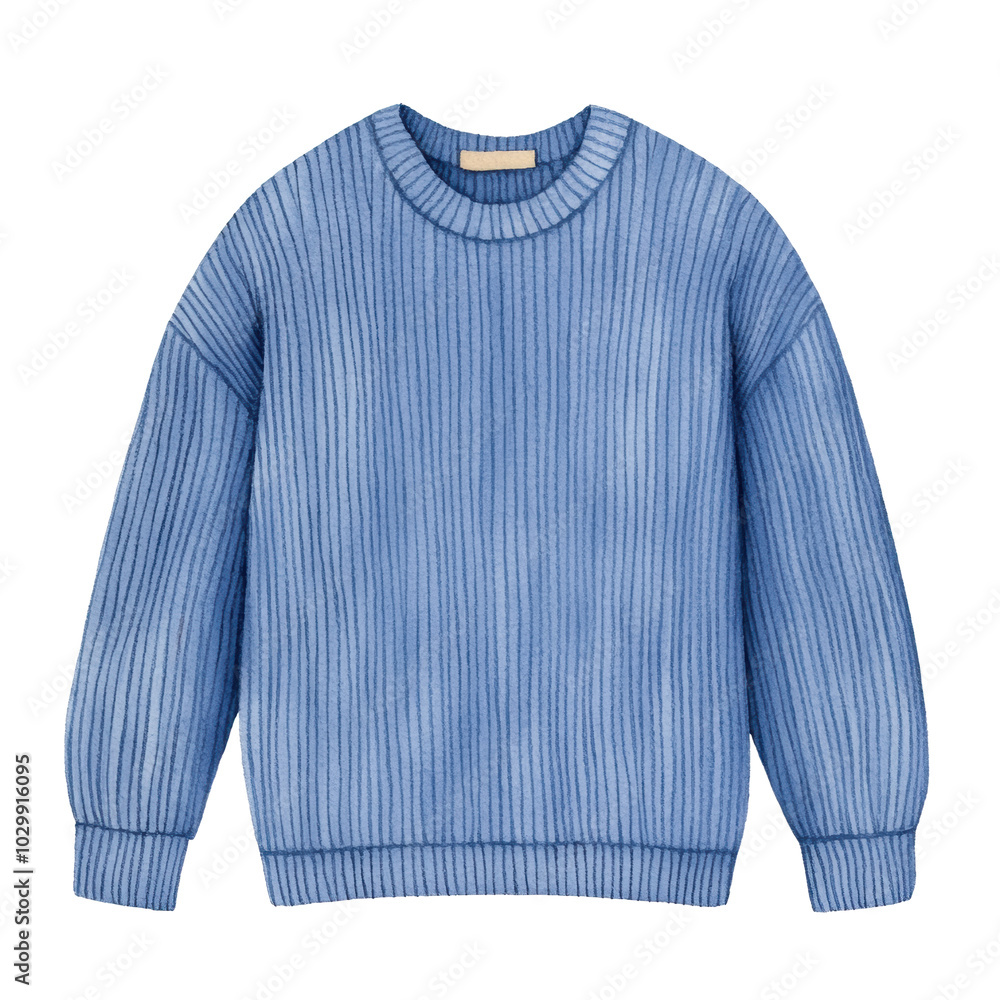 A blue sweater with white stripes A blue sweater with white stripes