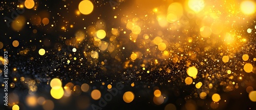 Background of abstract glitter lights in gold and black with de-focused elements for eye-catching banner designs