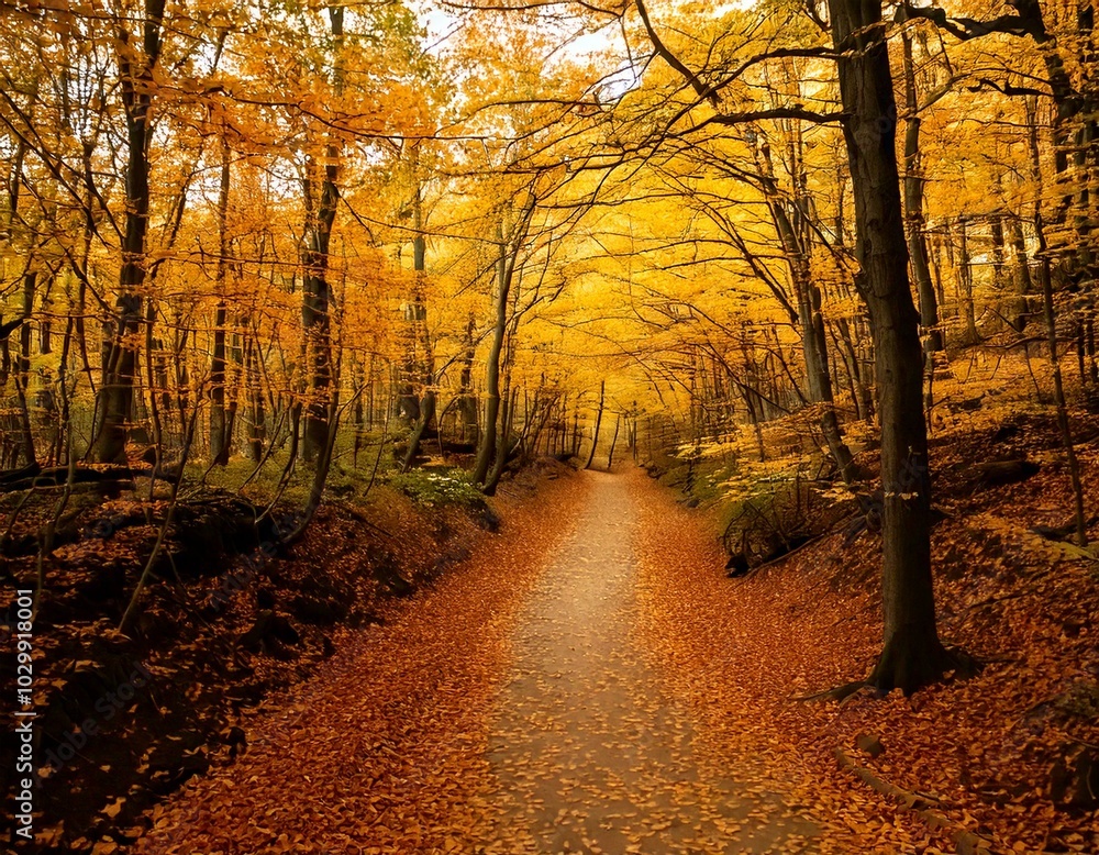Obraz premium 단풍이 물든 오솔길