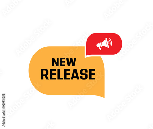 new release sign on white background