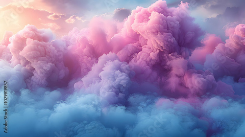 Abstract Background with Pink and Blue Clouds