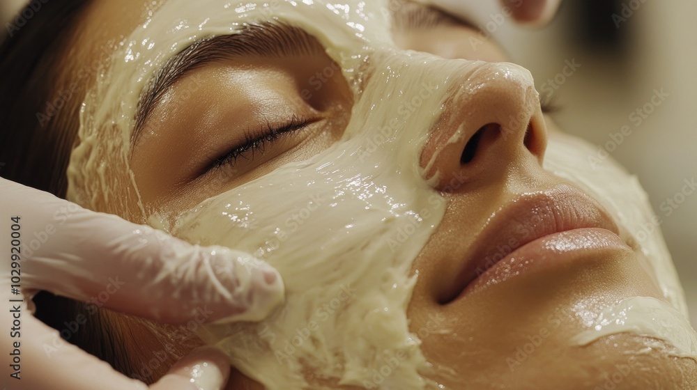 Woman Receiving a Facial Treatment Woman Receiving a Facial Treatment
