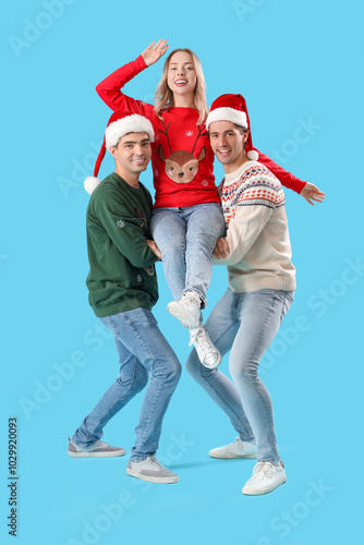 Happy young friends in fest...