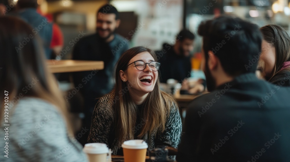 Laughing Friends at a Cafe Laughing Friends at a Cafe