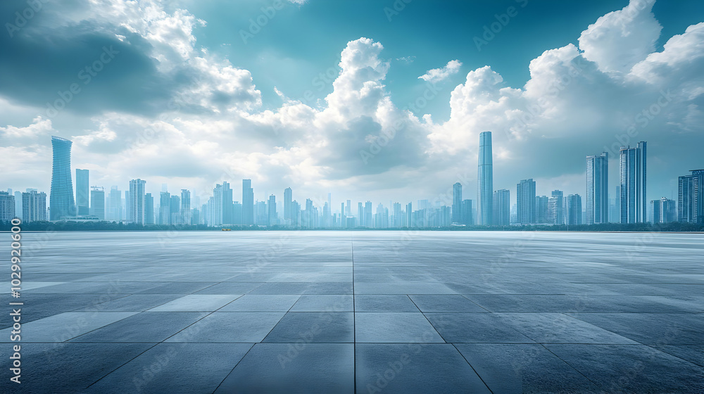 Cityscape Background with Blue Sky and Clouds Cityscape Background with Blue Sky and Clouds