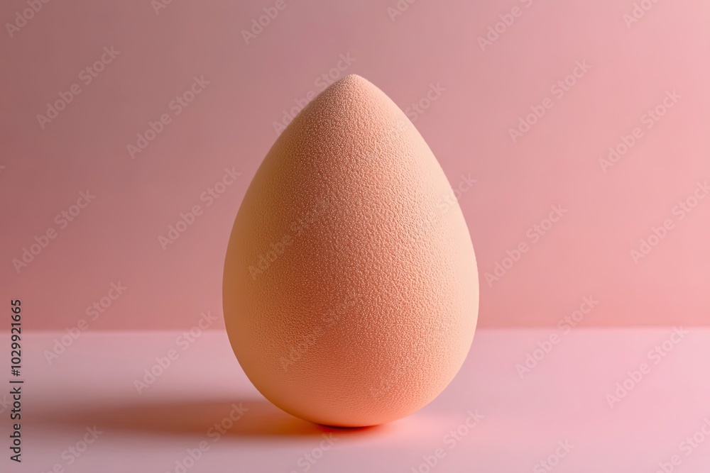 A Single Teardrop-Shaped Makeup Sponge on a Pink Background A Single Teardrop-Shaped Makeup Sponge on a Pink Background