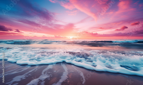 Fototapeta Naklejka Na Ścianę i Meble -   sky over calm sea. Blue sea and sunny sky on horizon over calm water