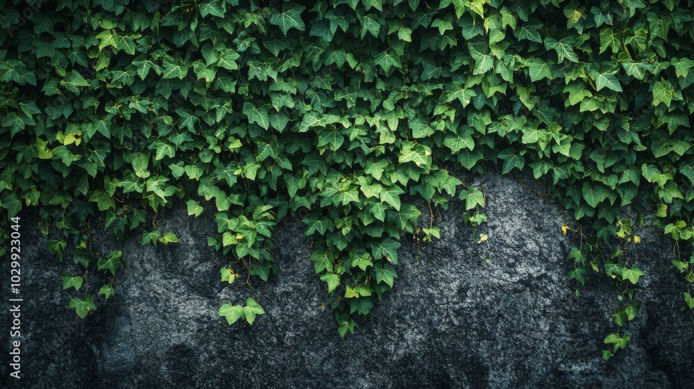 Lush Green Ivy Climbing a Rough Stone Wall Lush Green Ivy Climbing a Rough Stone Wall