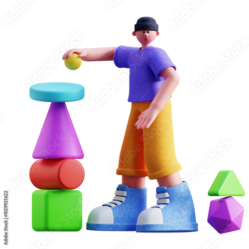 Boy Stacking Shapes