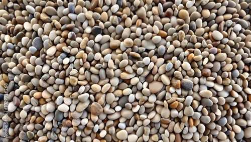 seamless texture of smooth beach pebbles, stone wall background