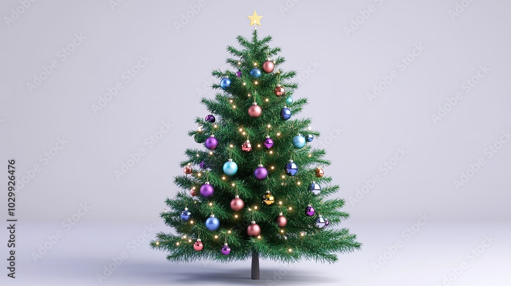 Decorated Christmas Tree with Ornaments and Lights Decorated Christmas Tree with Ornaments and Lights