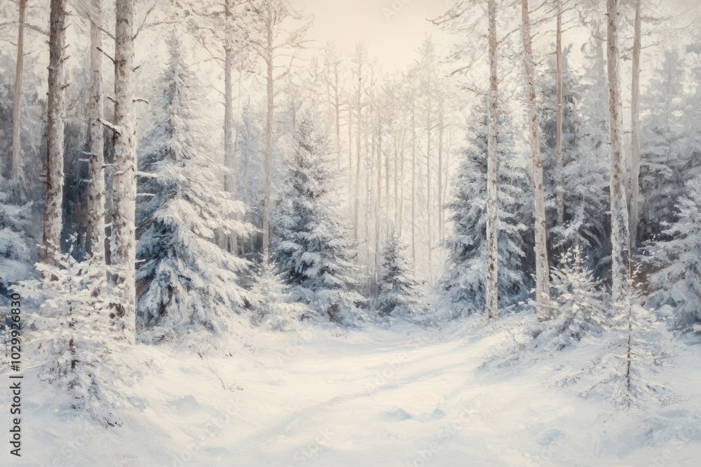 A Snowy Path Through a Winter Forest A Snowy Path Through a Winter Forest