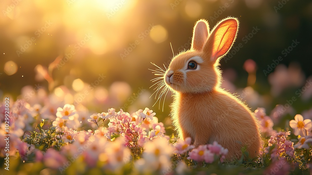 A magical awakening concept featuring a rabbit in a dramatic Easter setting. A magical awakening concept featuring a rabbit in a dramatic Easter setting.