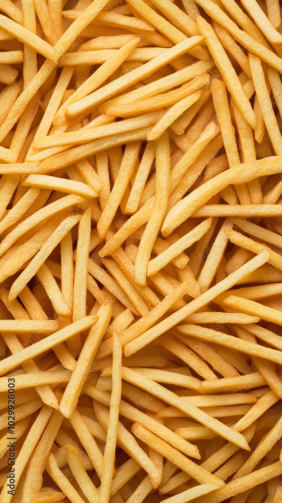 A close-up view of a pile of perfectly cooked golden French fries, the universal symbol of comfort food and casual dining satisfaction. A close-up view of a pile of perfectly cooked golden French fries, the universal symbol of comfort food and casual dining satisfaction.