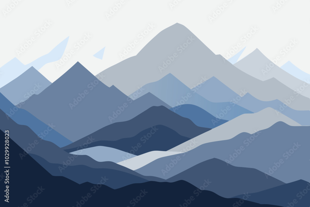 Naklejka premium Minimalist Abstract Mountain Landscape with Soft Gradients on White Background