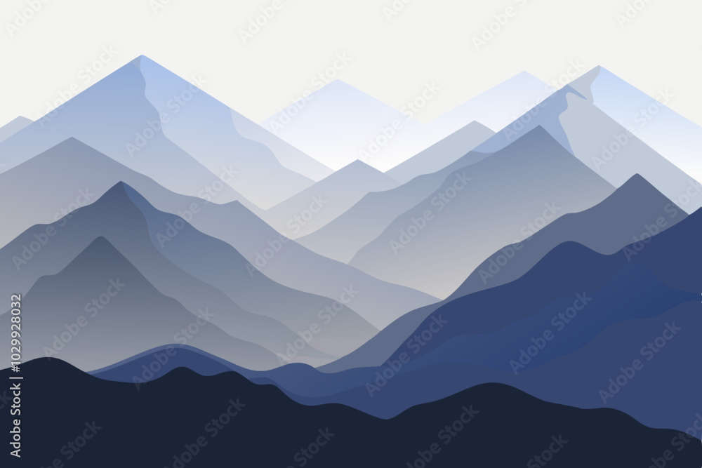 Naklejka premium Minimalist Abstract Mountain Landscape with Soft Gradients on White Background