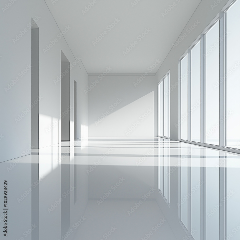 Fototapeta premium Bright and Polished: High-Gloss White Background with Soft Ambient Lighting