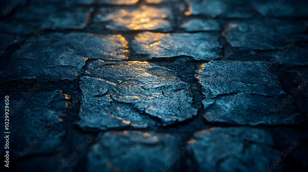 Cobblestone Path Background - Dark Blue and Golden Hues Cobblestone Path Background - Dark Blue and Golden Hues