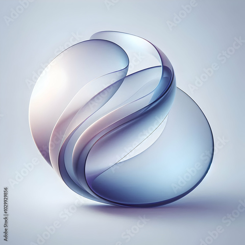 Abstract Fluid Curves in Soft Blue and Purple photo