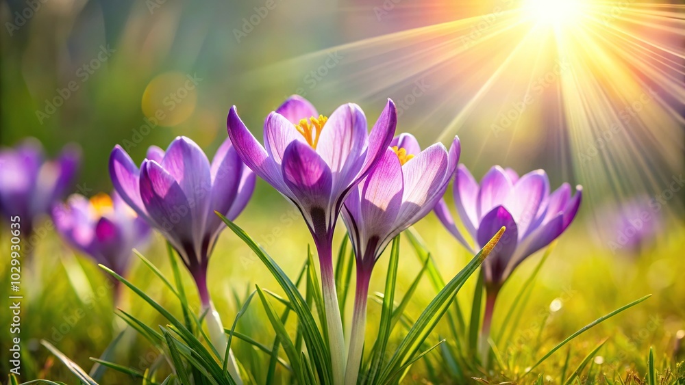 spring flowers crocus blossoms grass sunlight close-up spring flowers crocus blossoms grass sunlight close-up
