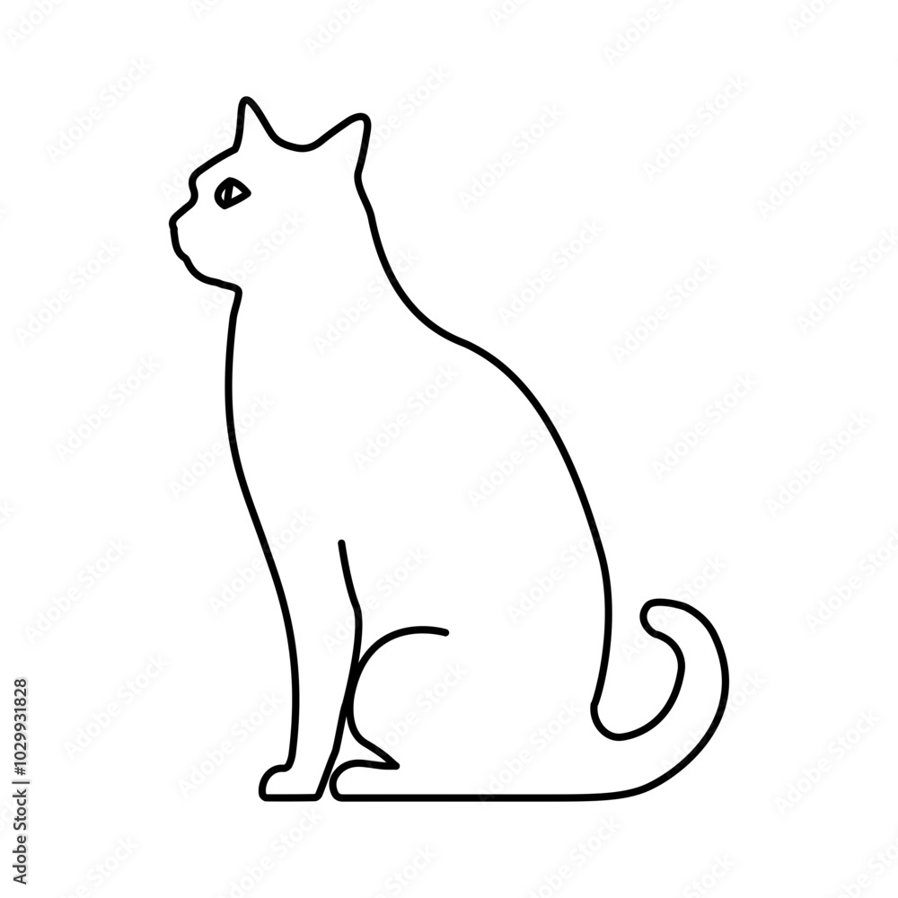 Obraz premium Sitting cat line vector icon