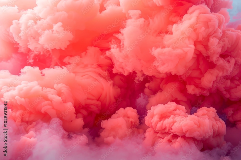 A dramatic burst of red smoke expands against a solid black background, creating a striking contrast. The swirling, cloud like formation captures the dynamic motion A dramatic burst of red smoke expands against a solid black background, creating a striking contrast. The swirling, cloud like formation captures the dynamic motion