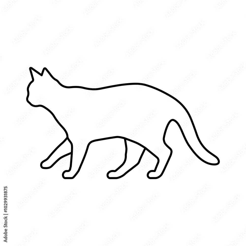 Walking cat line vector icon