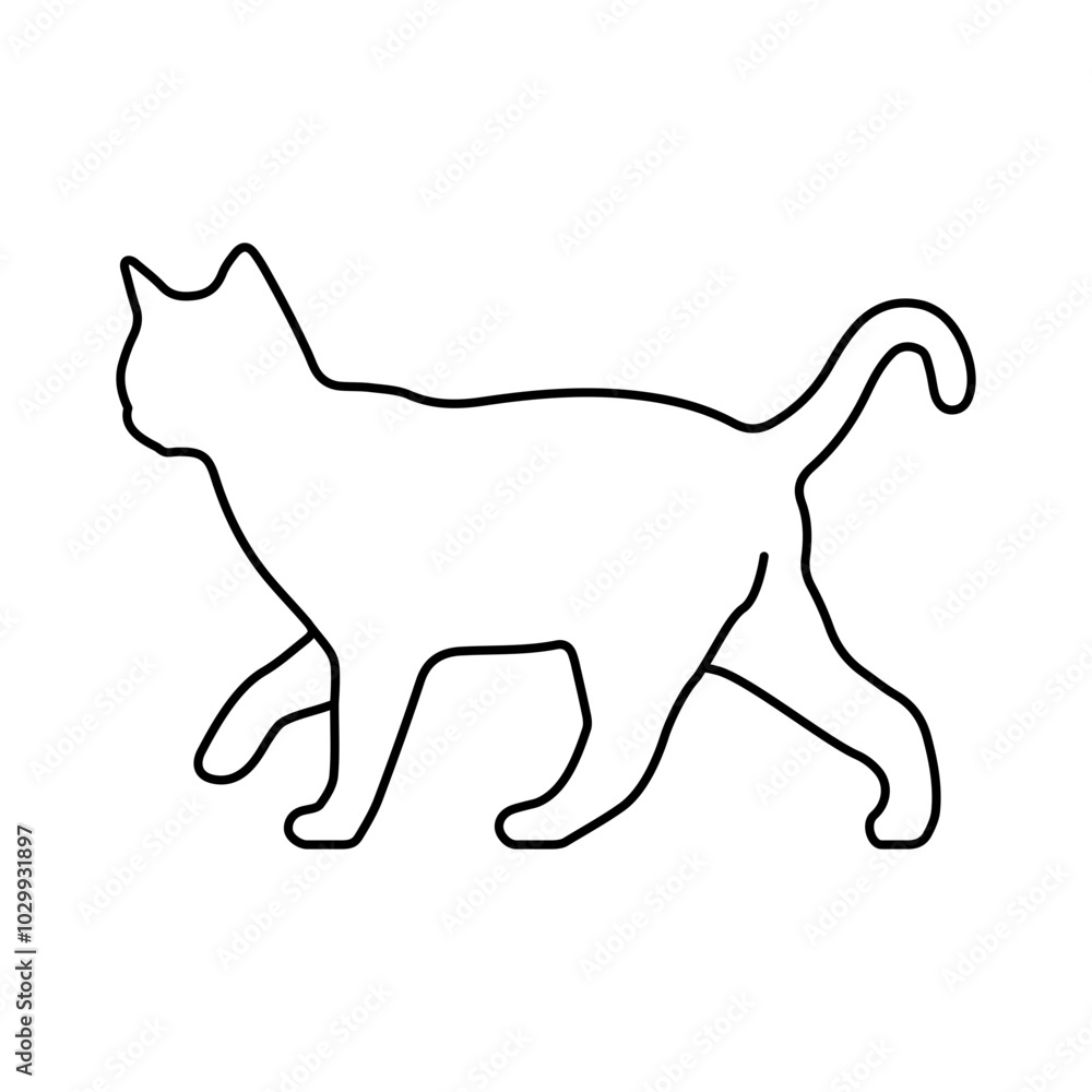 Walking cat line vector icon Walking cat line vector icon