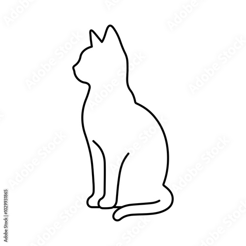 Sitting cat line vector icon