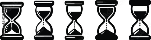 Print Sand watch icon set. Hourglass symbol. Sandglass logo. Flat vector illustration.