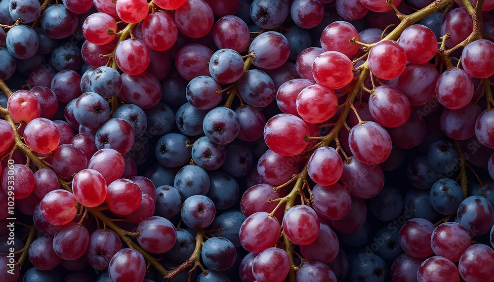 Fresh red grapes clusters for fruit bowl and wine production visuals Fresh red grapes clusters for fruit bowl and wine production visuals