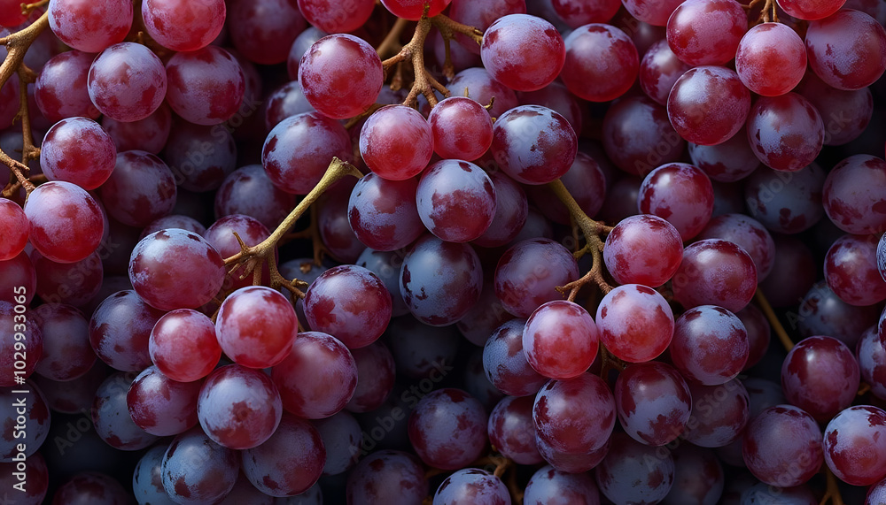 Ripe purple grape bunches for vineyard harvest and fruit imagery Ripe purple grape bunches for vineyard harvest and fruit imagery