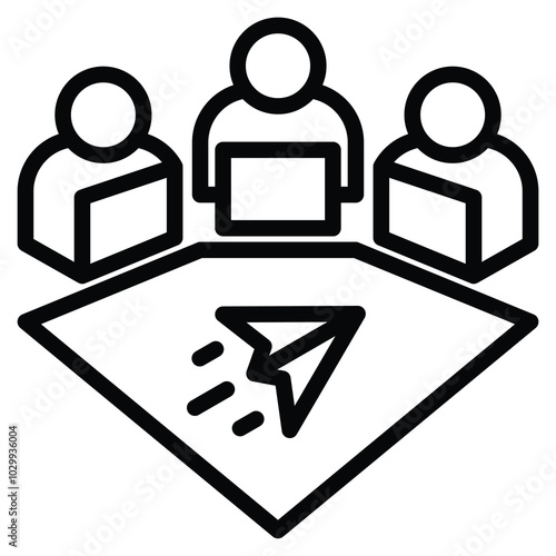 collaborative workspace icon line vector illustration