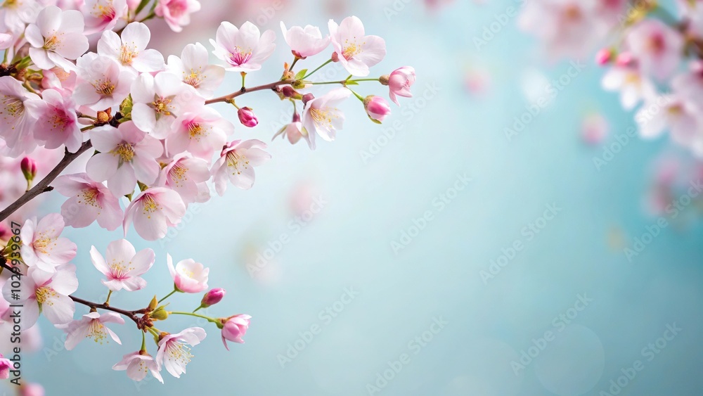Simple background with white and pink cherry blossom flowers Simple background with white and pink cherry blossom flowers